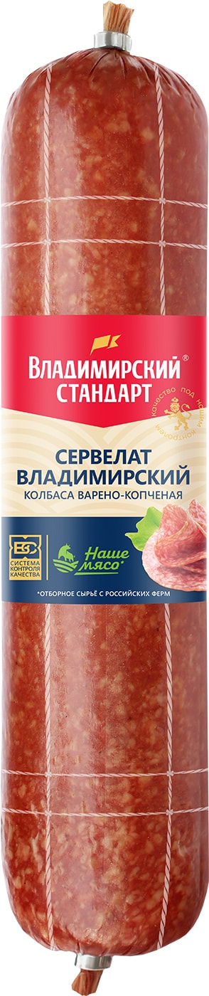 Изображение товара Колбаса Владимирский стандарт Сервелат варено-копченая 0.2-0.4 кг