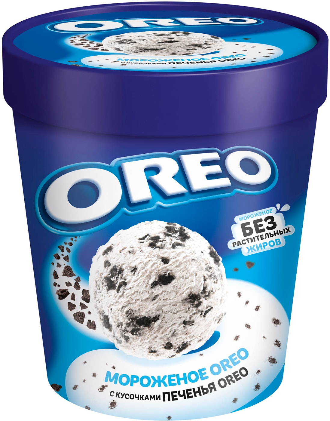 Изображение товара Мороженое Oreo с дробленым печеньем 263 г – пломбир в виде ведерка с вкусом печенья
