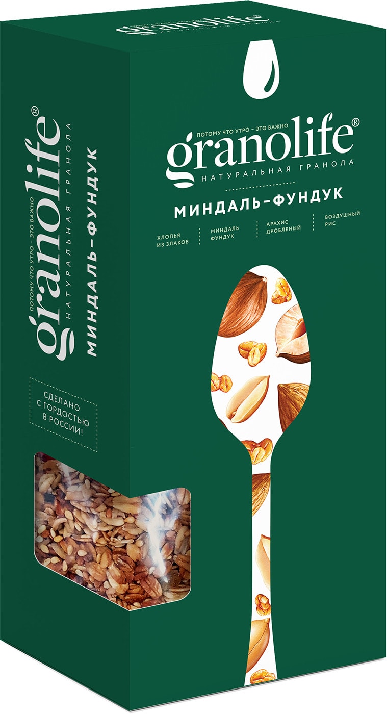 Изображение товара Гранола Granolife Миндаль-фундук 400г натуральный полезный завтрак