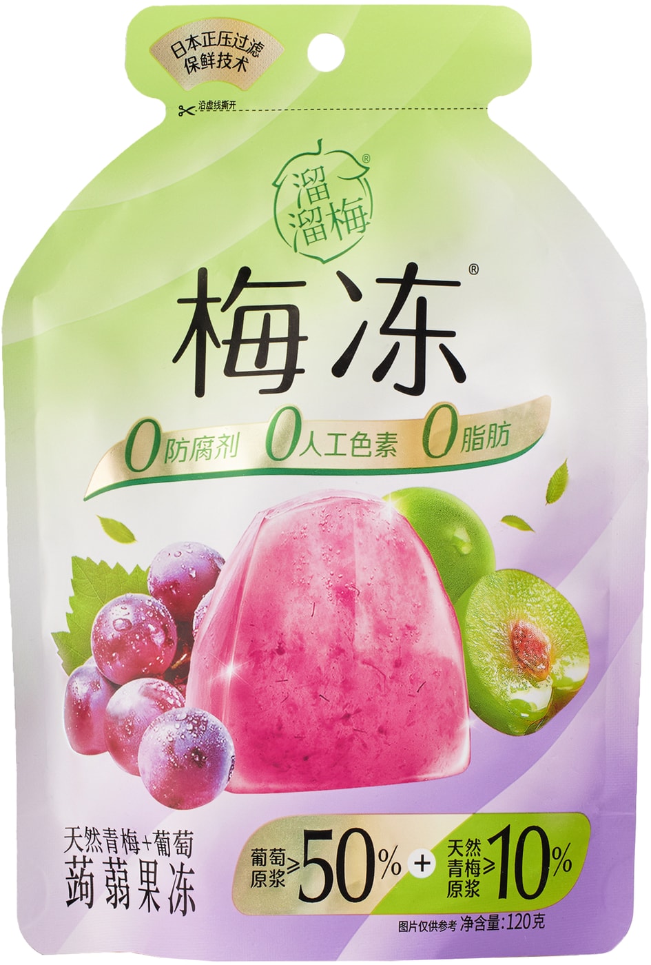 Изображение товара Желе фруктовое Liullumel конжаковое со вкусом зеленой сливы и винограда 120г