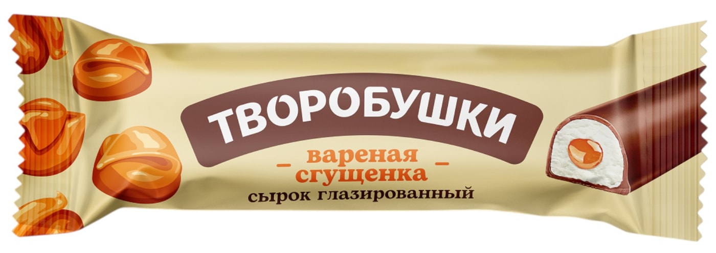 Изображение товара Сырок творожный Творобушки глазированный с начинкой Молоко сгущенное вареное 20% 40г