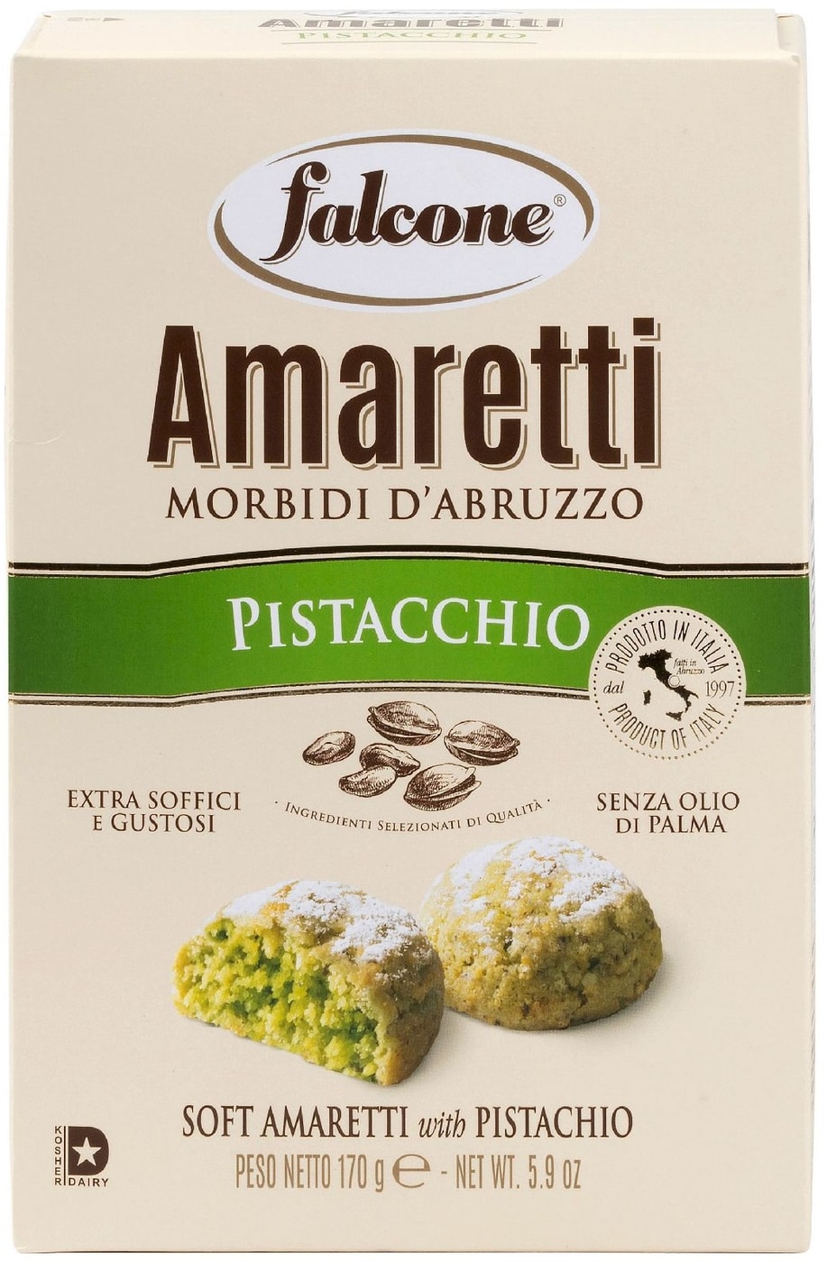 Изображение товара Печенье Falcone Амаретти мягкие с фисташками 170г Италия