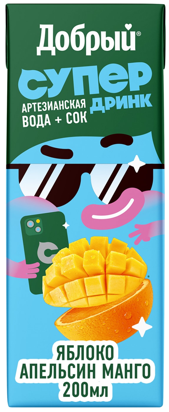 Изображение товара Напиток Добрый Active kid Яблоко-Апельсин-Манго 200мл