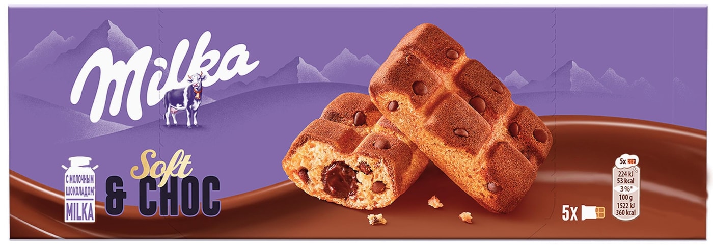 Изображение товара Пирожное Milka бисквитное с шоколадной начинкой 175г