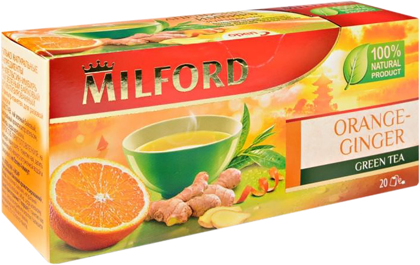 Изображение товара Чай зеленый Milford Апельсин имбирь 20*1.75г