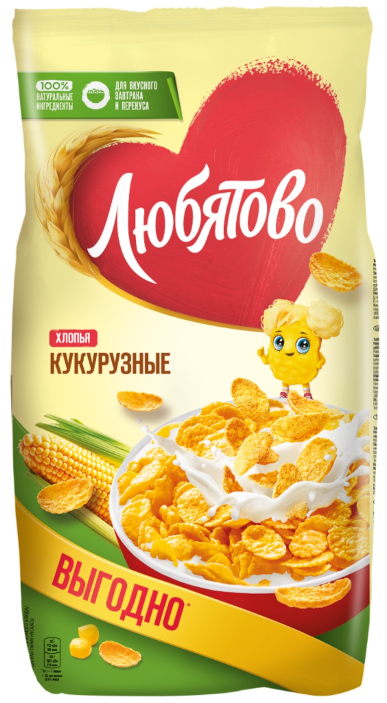 Изображение товара Хлопья Любятово Кукурузные 600г