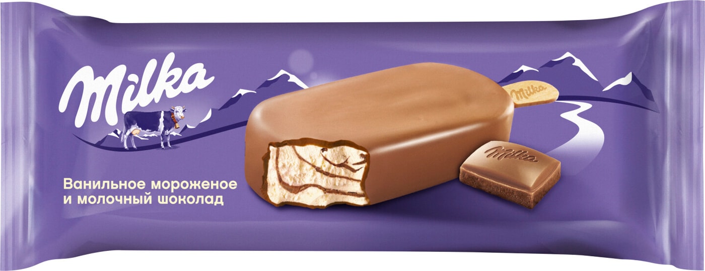 Изображение товара Мороженое Milka Эскимо Ванильное с молочном шоколаде 90мл