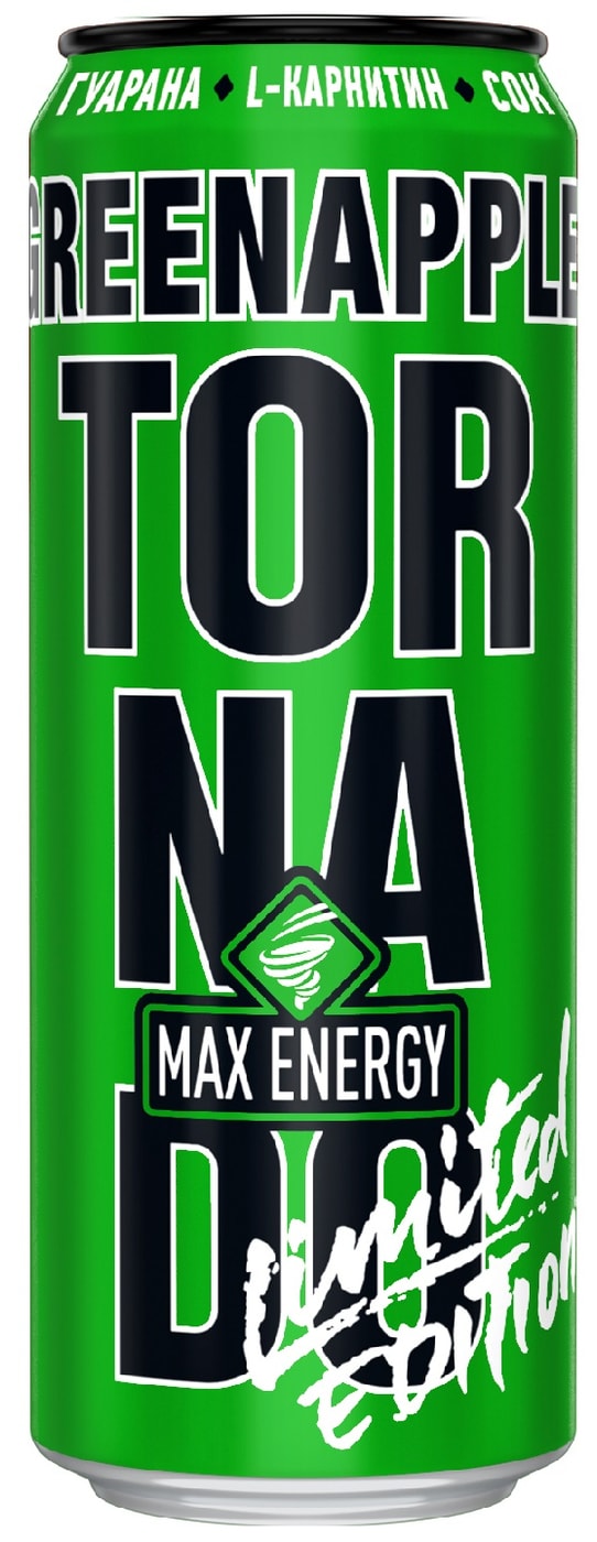 Изображение товара Энергетический напиток Tornado Max Energy зеленое яблоко 450 мл - бодрость и заряд энергии Изображение товара Энергетический напиток Tornado Max Energy зеленое яблоко 450 мл - бодрость и заряд энергии