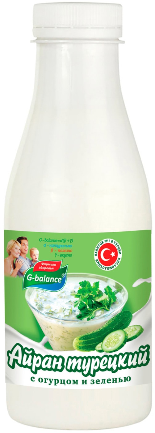 Изображение товара Айран G Balance с огурцом и зеленью 0 3 л турецкий кисломолочный напиток