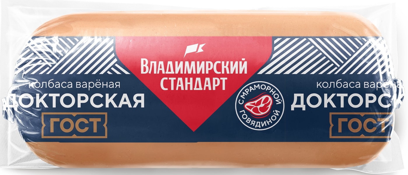 Изображение товара Колбаса Владимирский Стандарт Докторская вареная категории А 450г