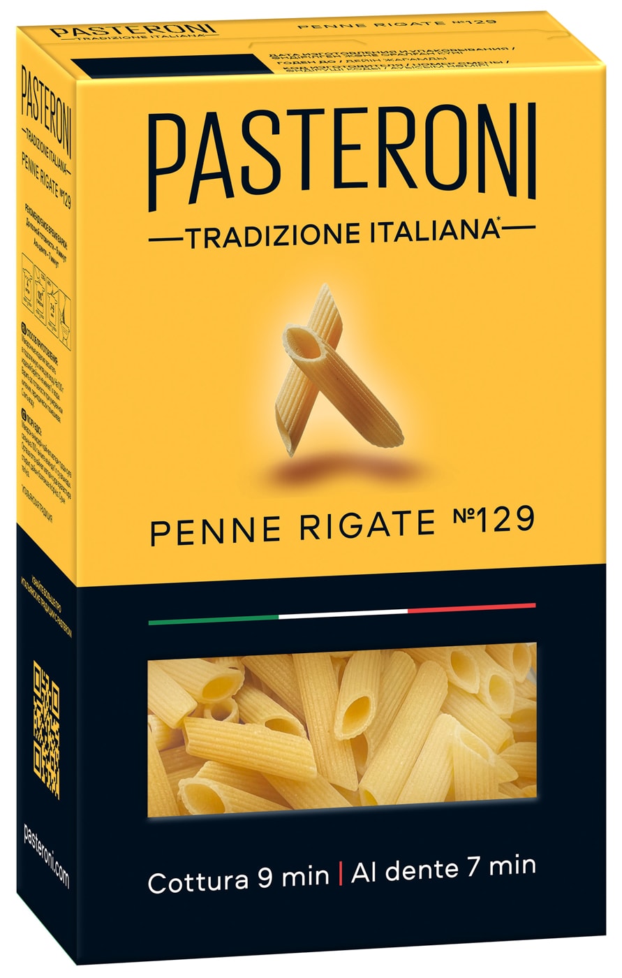Изображение товара Макароны Pasteroni Penne Rigate №129 400г