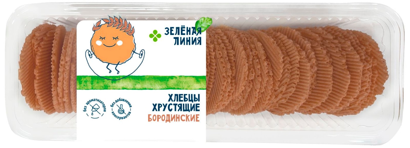 Изображение товара Хлебцы Бородинские Зеленая Линия хрустящие 70г