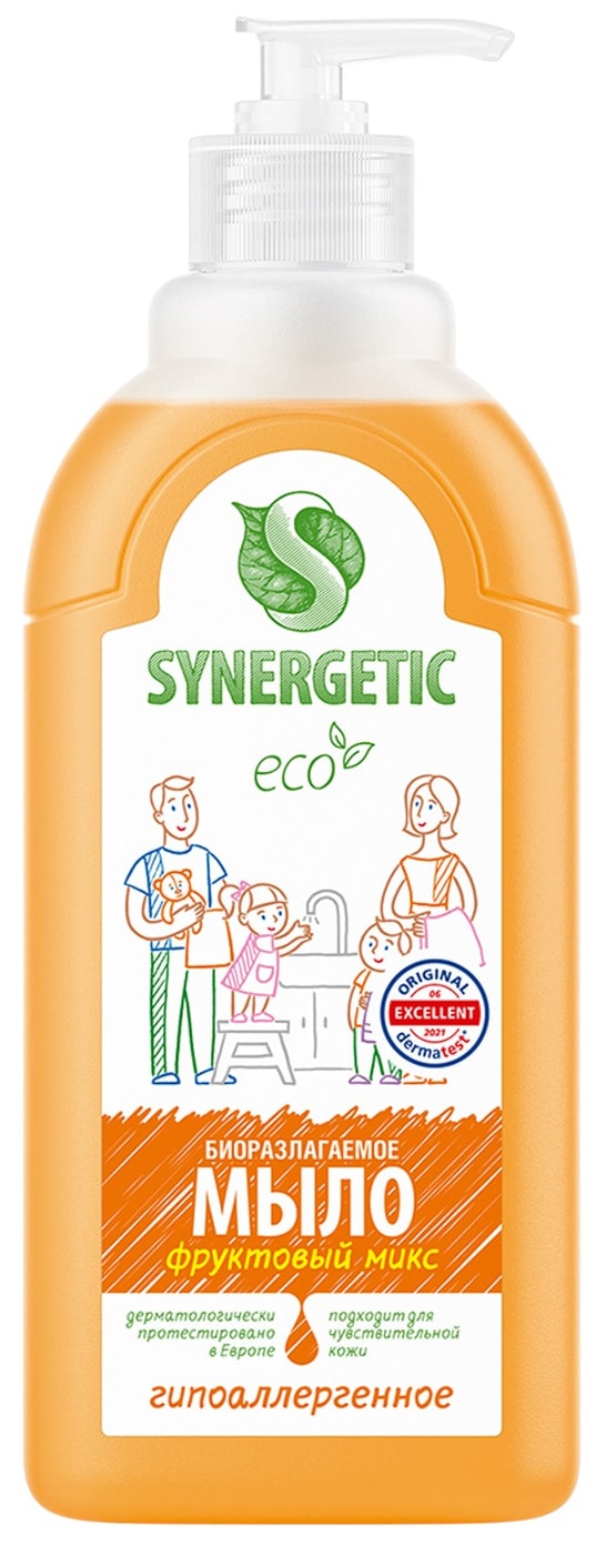 Изображение товара Мыло жидкое Synergetic Фруктовый микс 500мл с дозатором