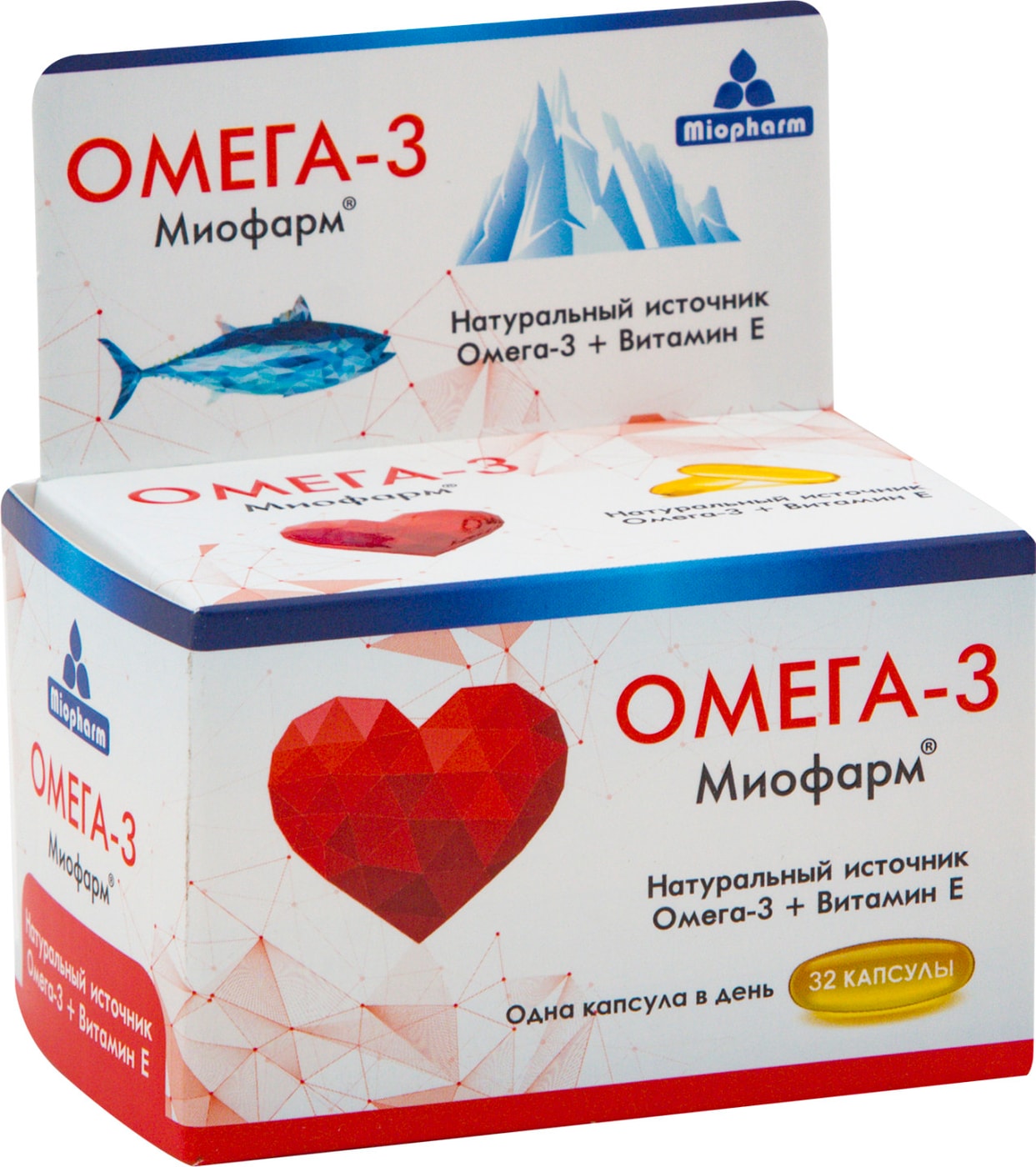 Изображение товара Биологически активная добавка к пище Miopharm Омега-3 с витамином Е 32 капсулы