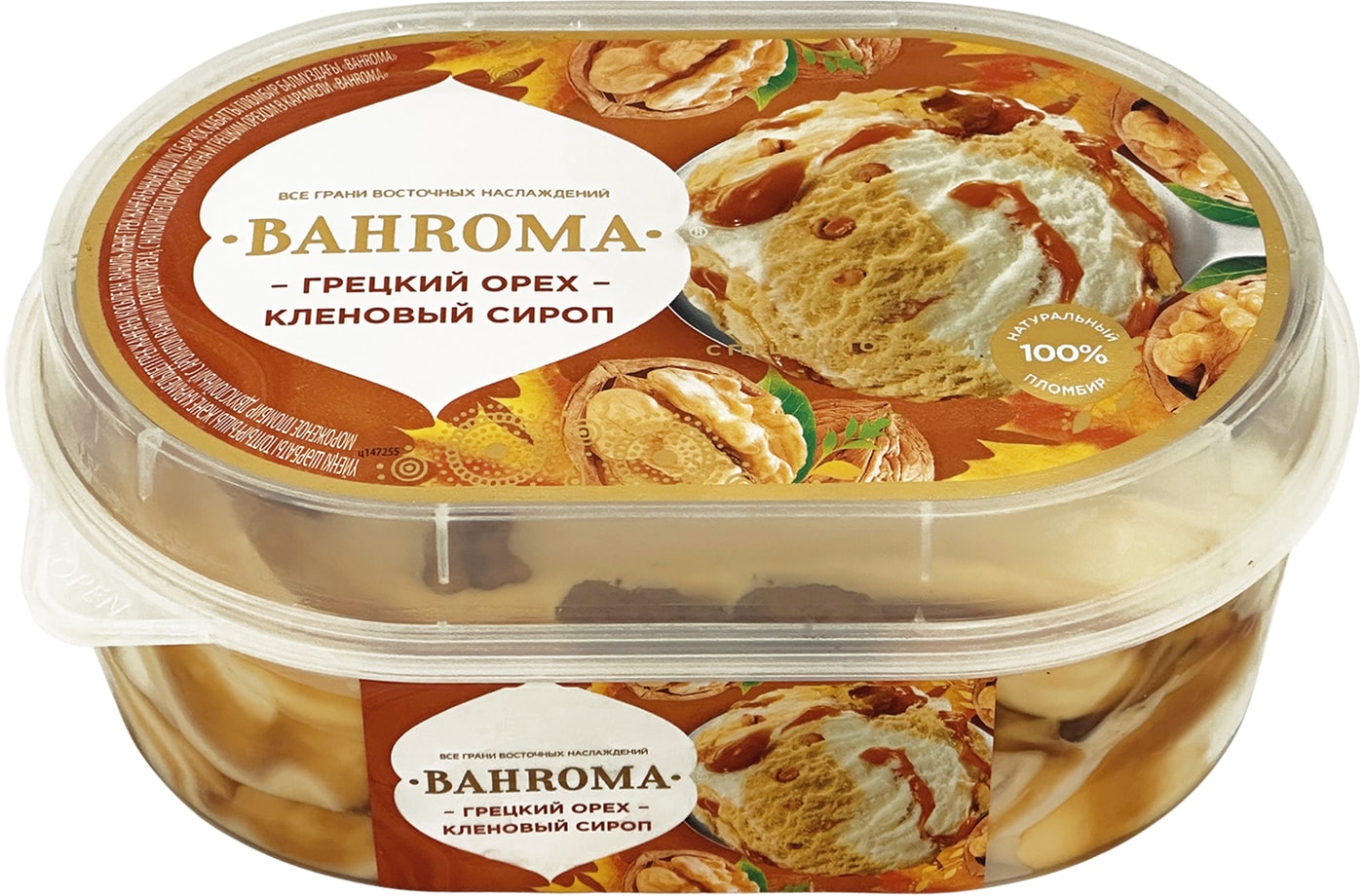 Изображение товара Мороженое Bahroma Ванна пломбир Грецкий орех с кленовым сиропом 450г