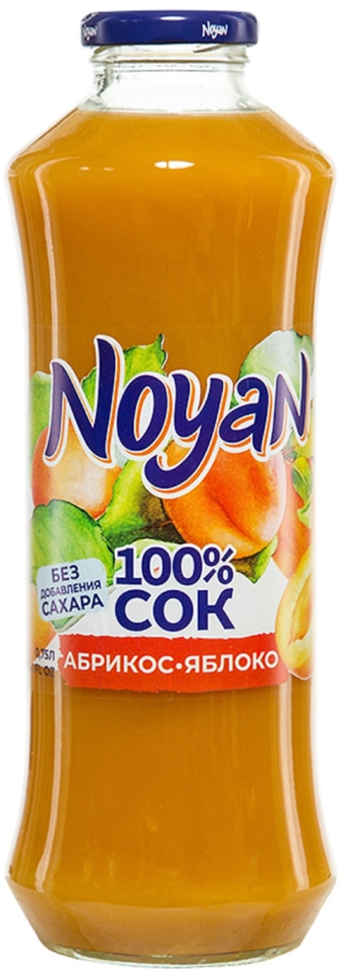 Изображение товара Натуральный сок Noyan Абрикос-Яблоко 750 мл стеклянная бутылка