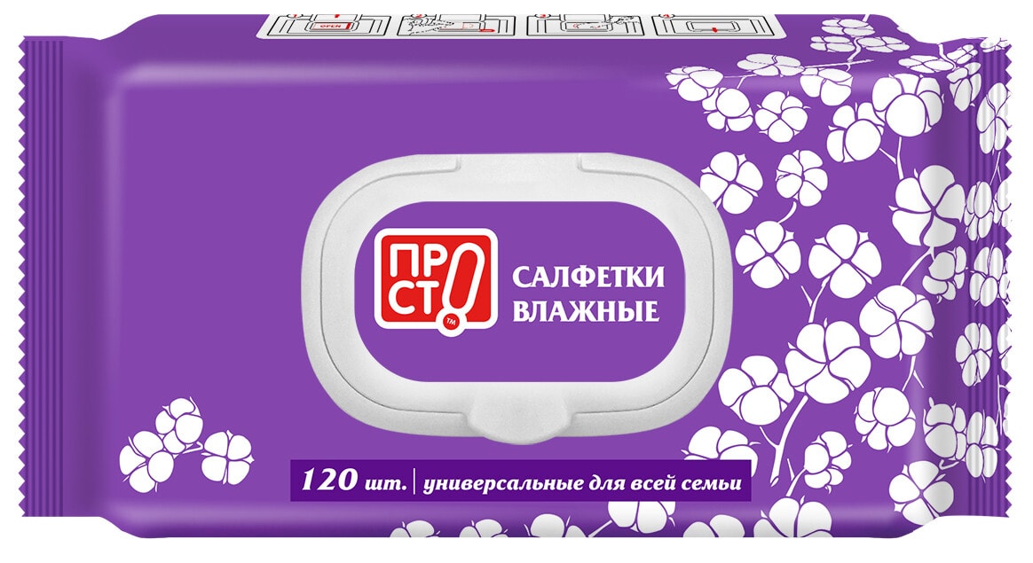 Изображение товара Салфетки влажные ПРОСТО Универсальные для всей семьи 120шт