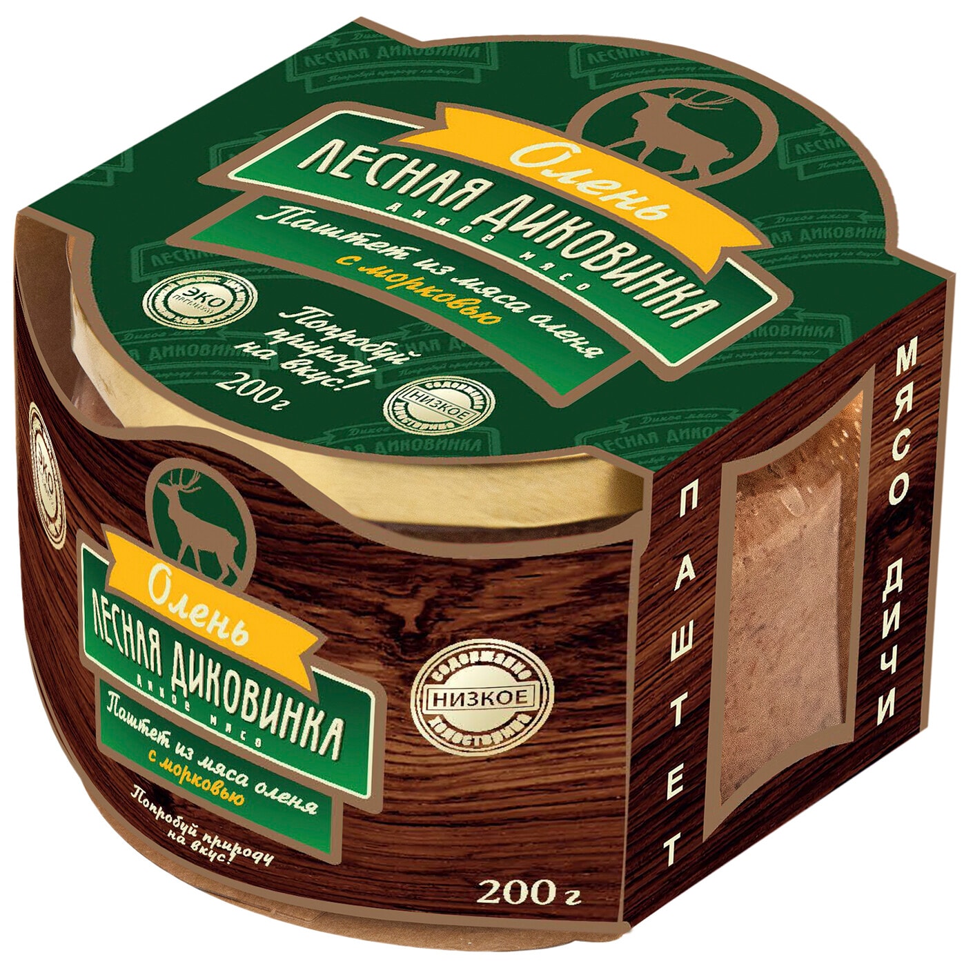 Изображение товара Паштет Лесная диковинка из мяса оленя с морковью 200г