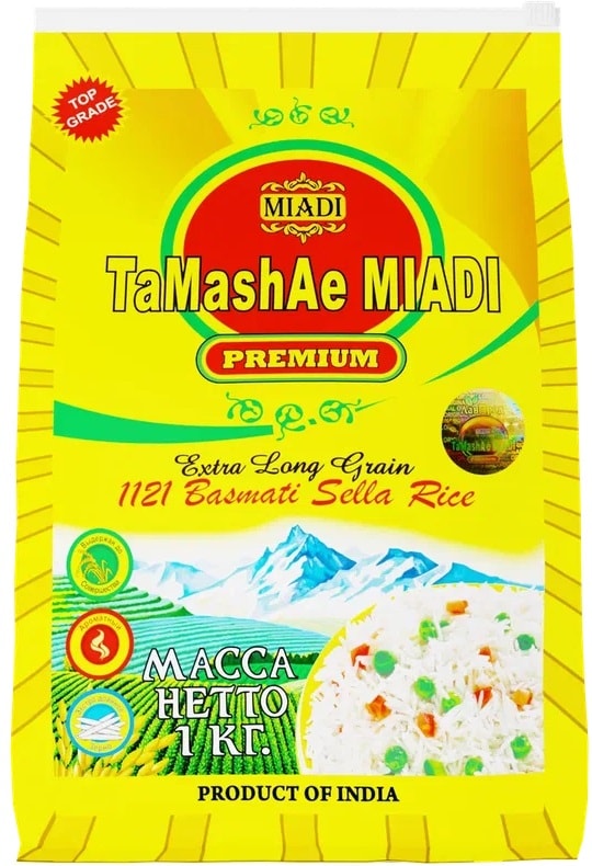 Изображение товара Рис басмати Tamashae Miadi Premium пропаренный 1кг Индия