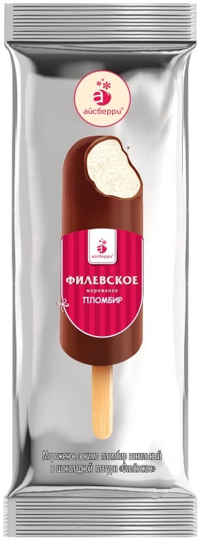 Изображение товара Мороженое Филевское Пломбир эскимо 80г сливочное шоколадное