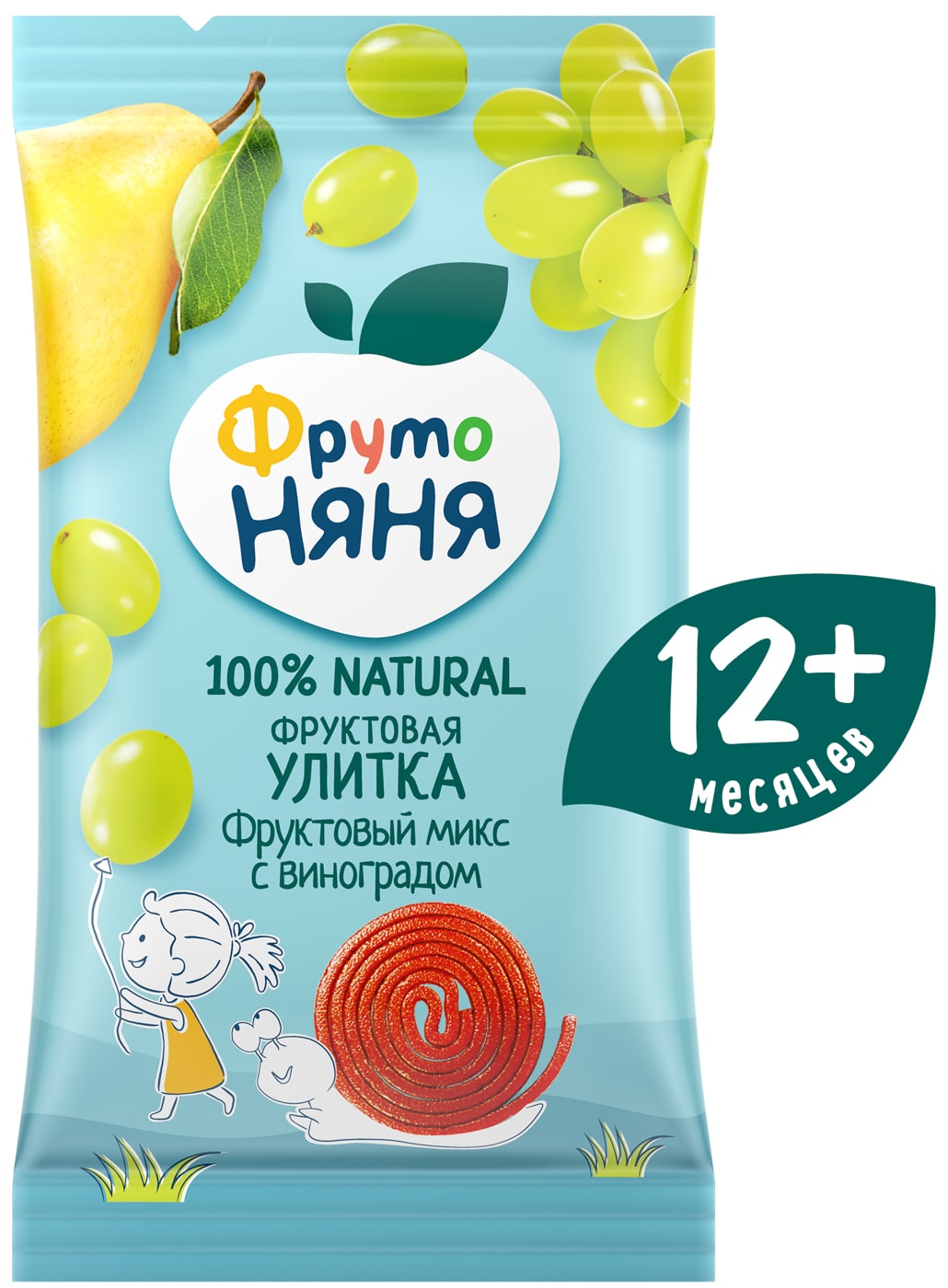 Изображение товара Улитка ФрутоНяня фруктовая Фруктовый микс с виноградом с 12 месяцев 15г