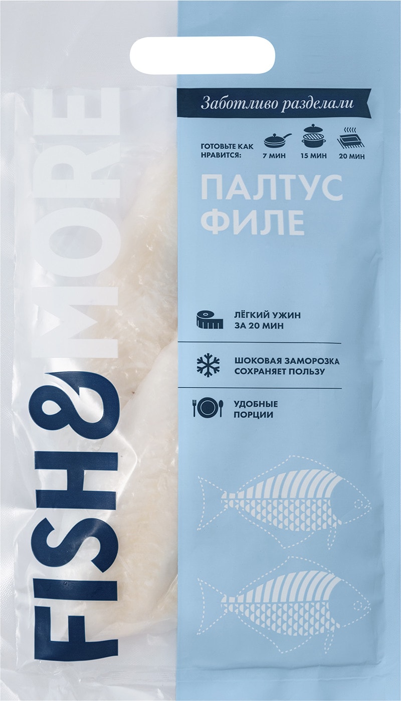 Изображение товара Палтус Fish&More Стрелозубый филе без кожи 500г морозильное рыбное изделие