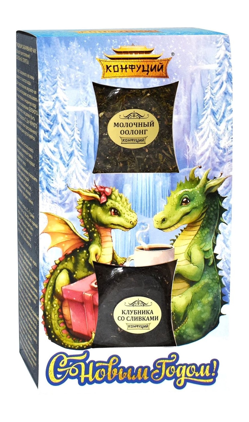 Изображение товара Набор подарочный Конфуций Дуэт чай черный и зеленый 115г