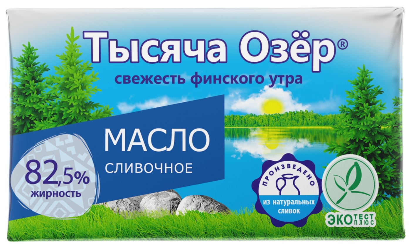 Изображение товара Масло сладко-сливочное Тысяча Озер 82.5% 180г