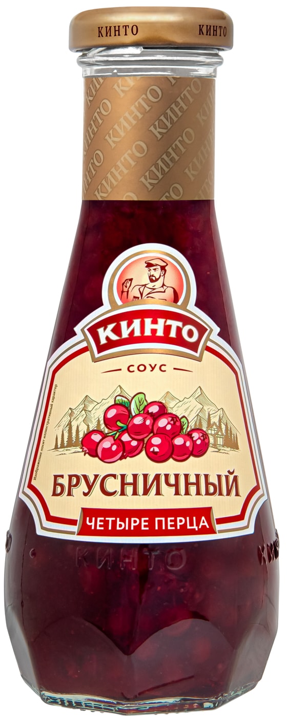 Изображение товара Соус Кинто Четыре перца брусничный 320г натуральный российский соус для мясных и птицевых блюд