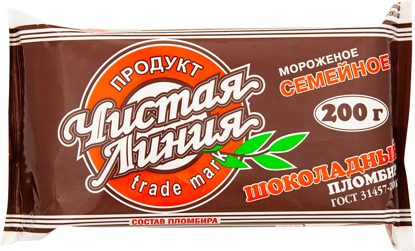 Изображение товара Мороженое Чистая Линия пломбир шоколадный 12% 200г