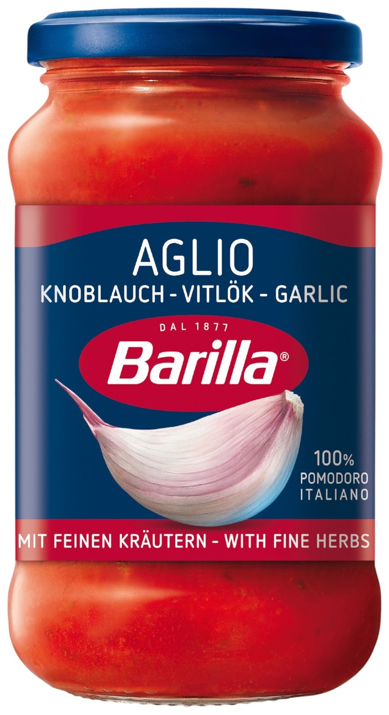 Изображение товара Соус томатный Barilla с чесноком и травами 400 г для пасты и итальянских блюд