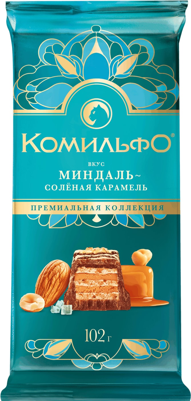 Изображение товара Шоколад Комильфо Миндаль-соленая карамель с вафлей 102г