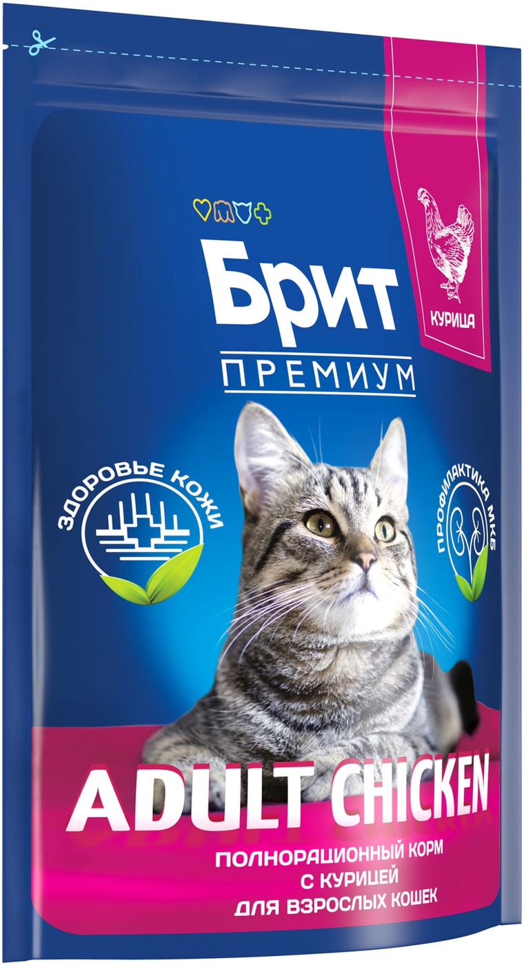 Изображение товара Сухой корм для кошек Brit Premium Adult с курицей 2кг