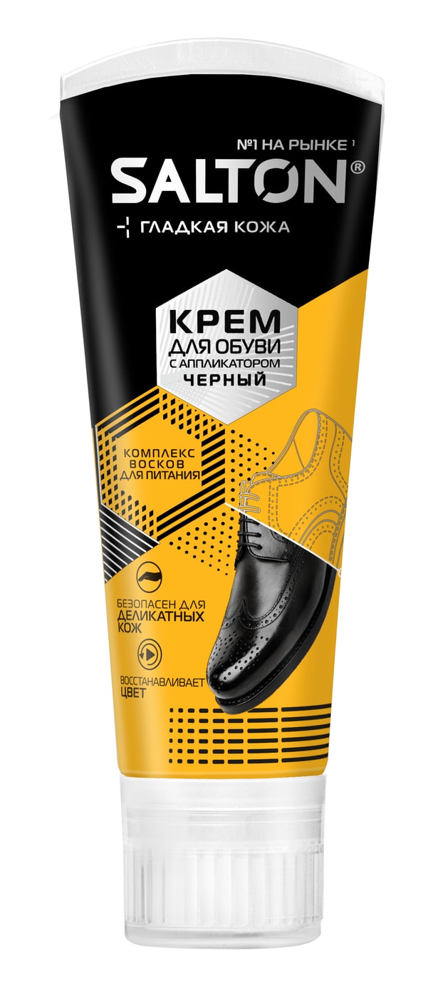 Изображение товара Крем для обуви Salton для гладкой кожи с аппликатором черный 75мл