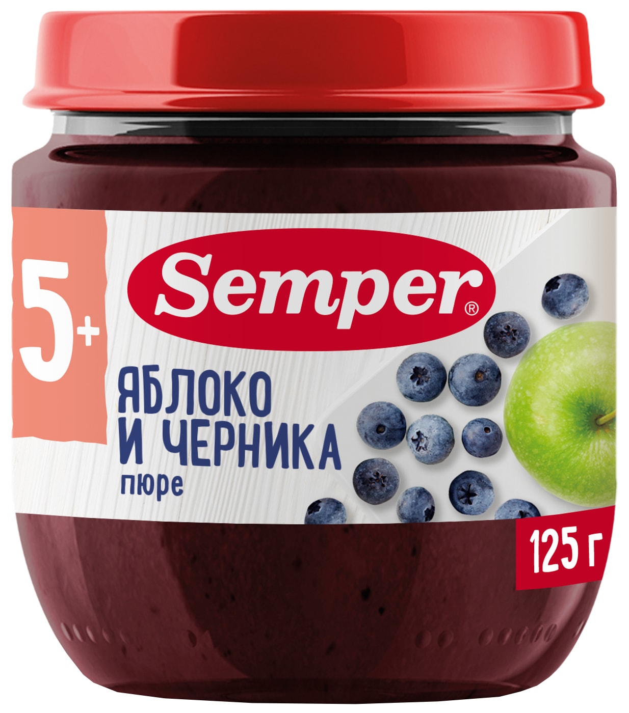 Изображение товара Пюре Semper Яблоко-Черника с 5 месяцев 125г