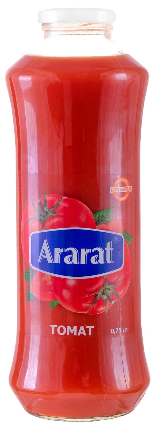 Изображение товара Томатный сок Ararat 750 мл натуральный напиток в стеклянной бутылке
