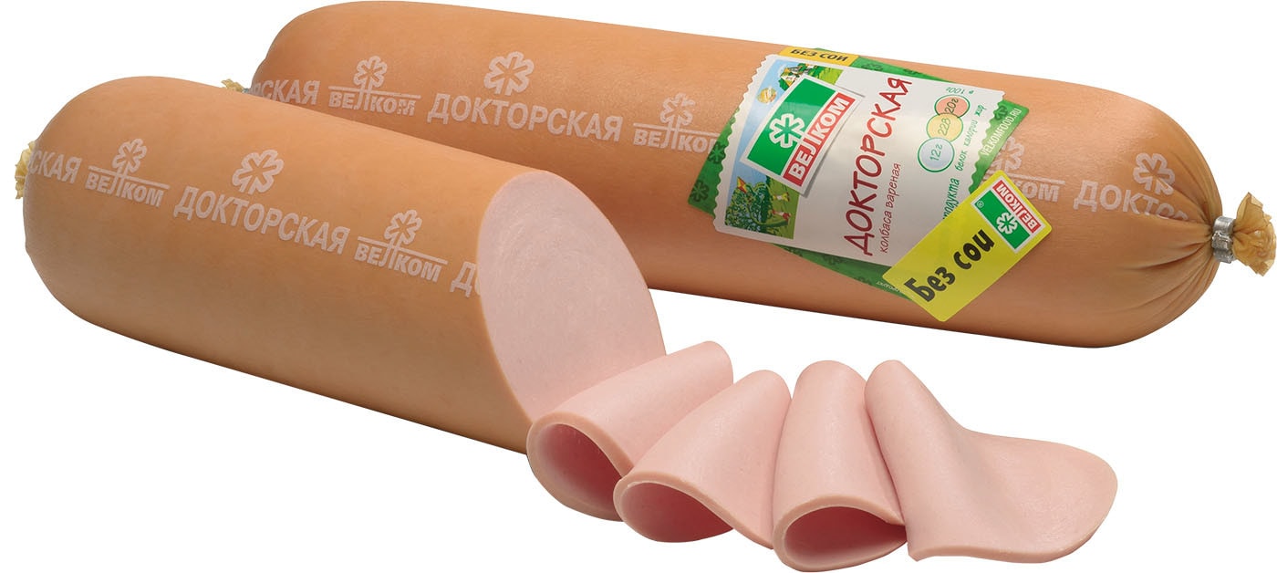 Изображение товара Колбаса Велком Докторская вареная 0.2-0.4кг