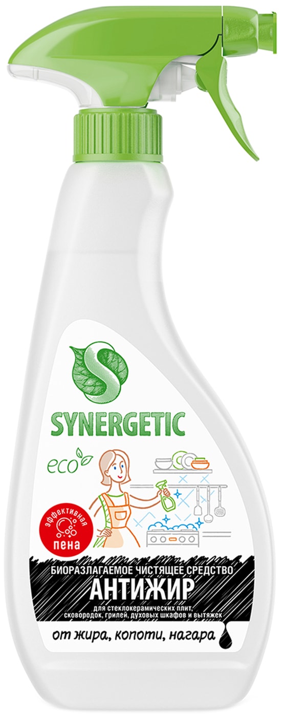 Изображение товара Биоразлагаемое универсальное чистящее средство SYNERGETIC Антижир 500мл