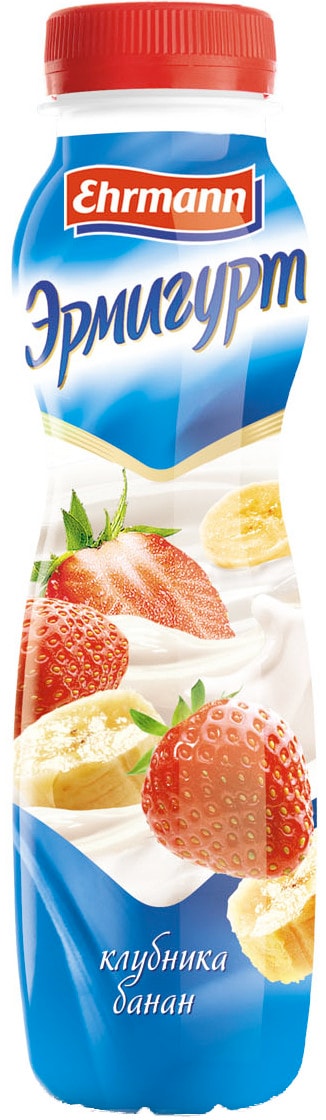 Изображение товара Йогурт питьевой Эрмигурт Клубника-Банан 1.2% 290г натуральный вкус
