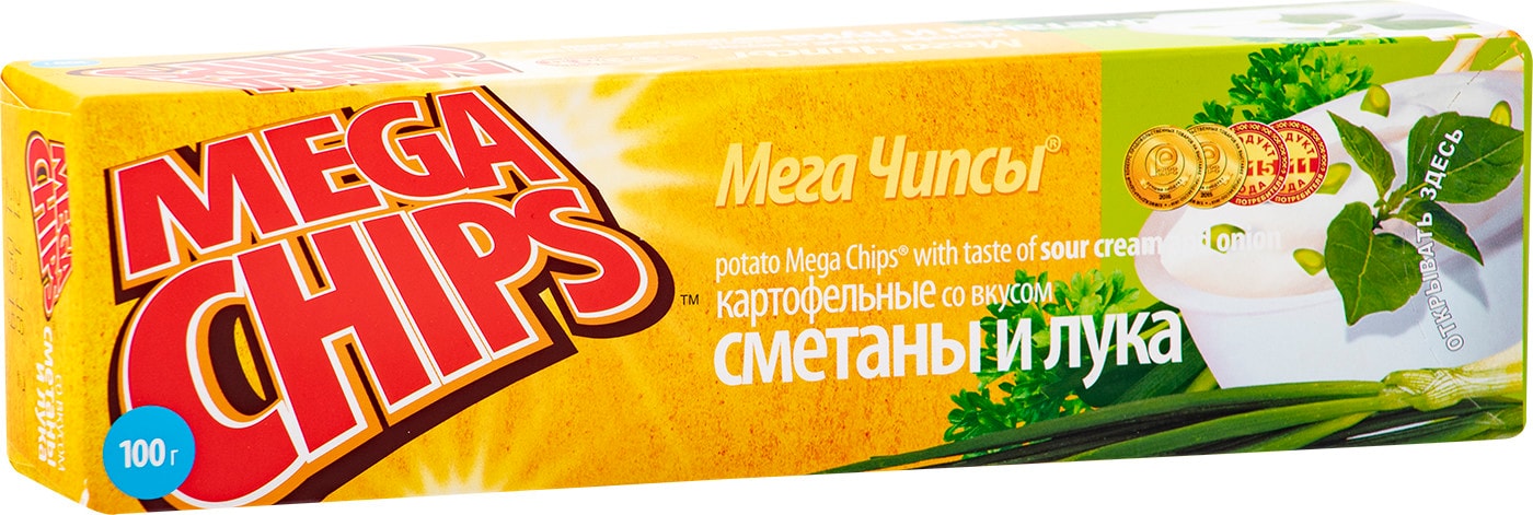Изображение товара Чипсы Mega Chips Сметана и лук 100г