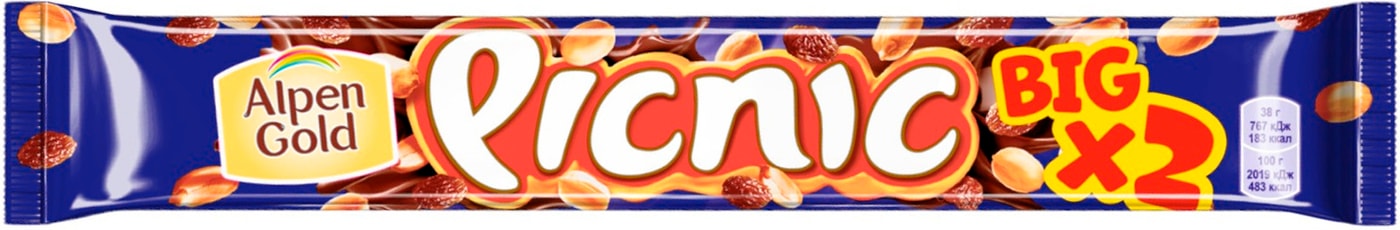 Изображение товара Шоколадный батончик Picnic Big Арахис 76г