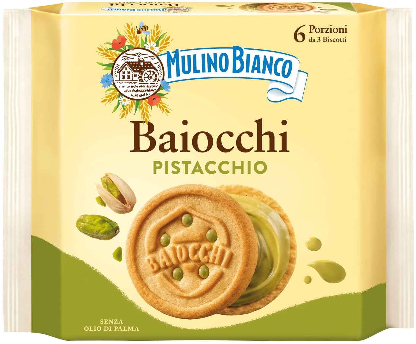 Изображение товара Печенье Mulino Bianco Байокки с фисташковой начинкой 168г