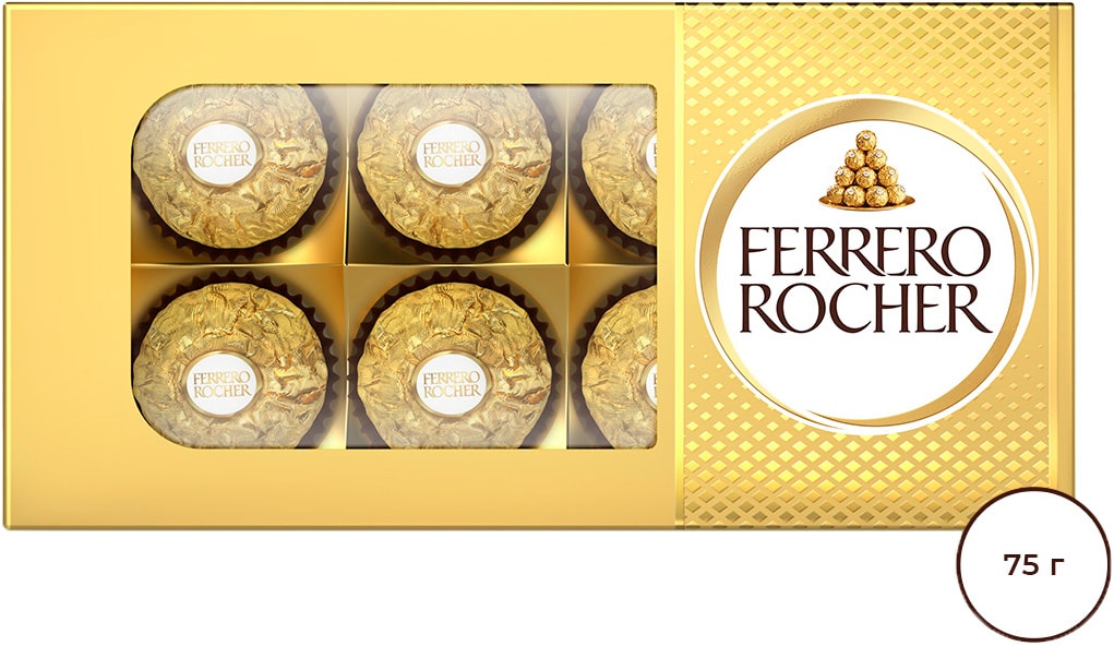 Изображение товара Конфеты Ferrero Rocher хрустящие из молочного шоколада 75г