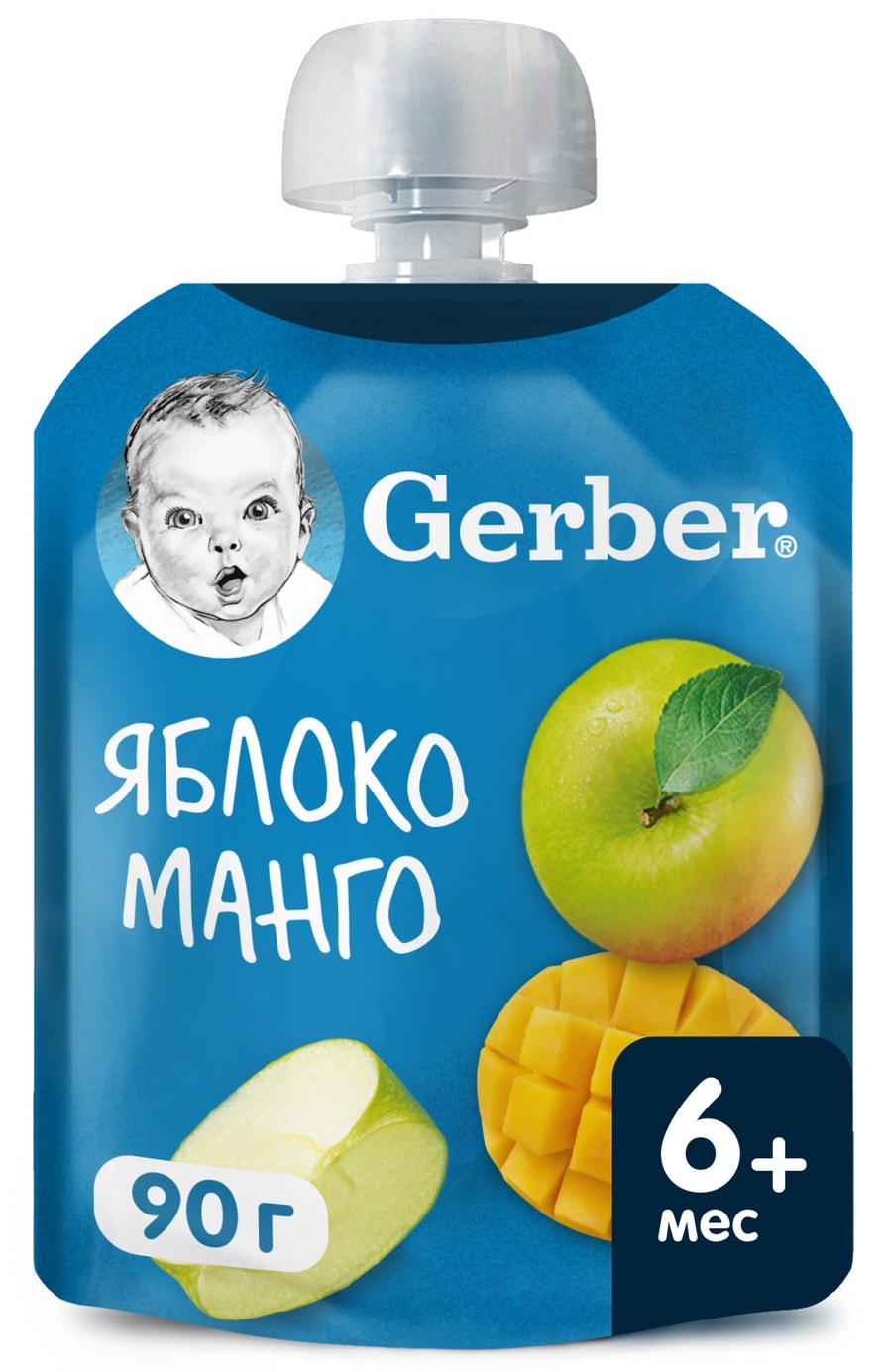 Изображение товара Пюре Gerber Яблоко-Манго с 6 месяцев 90г