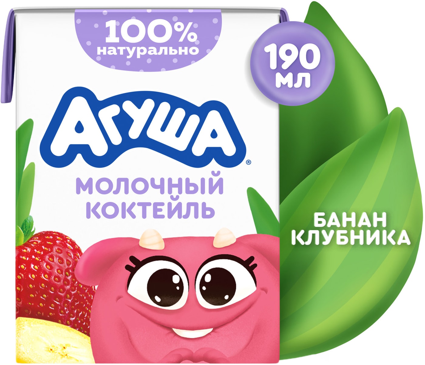 Изображение товара Коктейль молочный Агуша Банан-Клубника 2% с 12 месяцев 190мл
