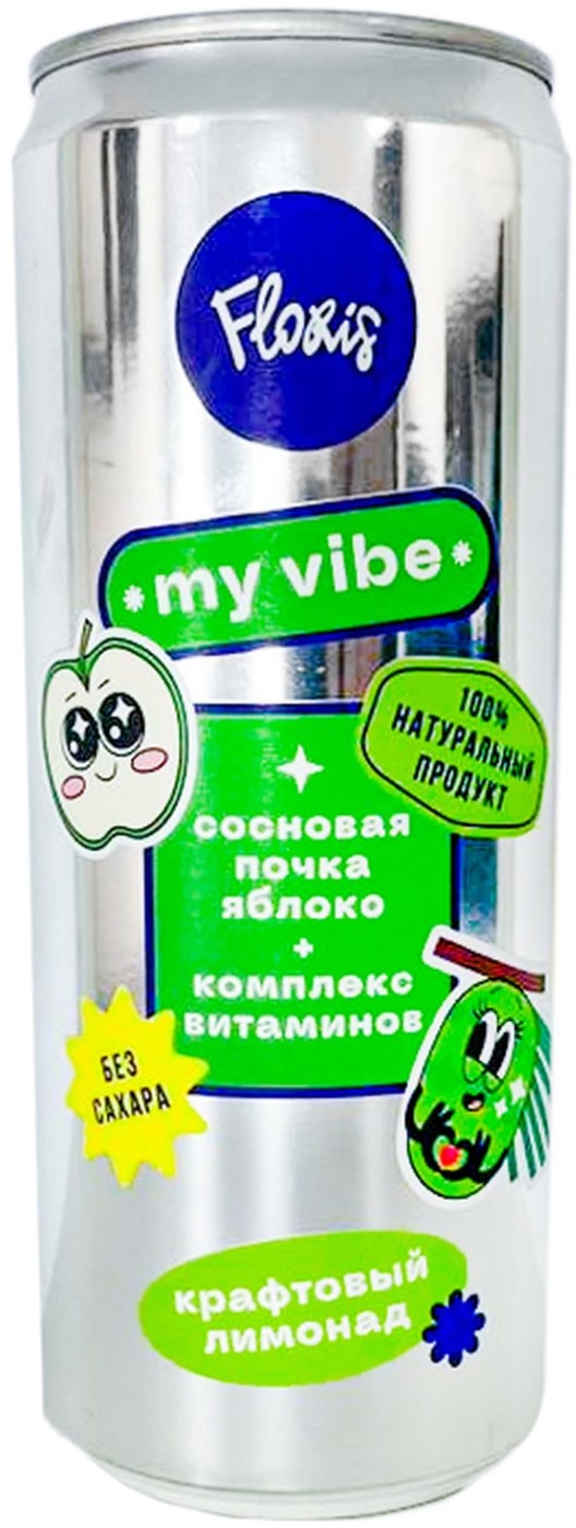 Изображение товара Лимонад Floris My Vibe Сосновая почка Яблоко Комплекс витаминов 330мл