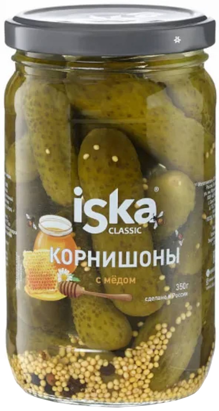 Изображение товара Корнишоны Iska с медом 370 мл натуральные маринованные огурцы