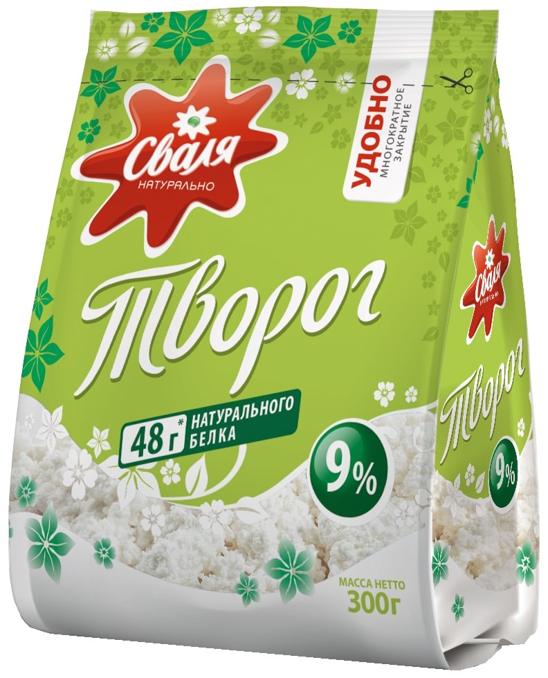 Изображение товара Творог Сваля 9% 300г - натуральный и свежий продукт для здорового питания