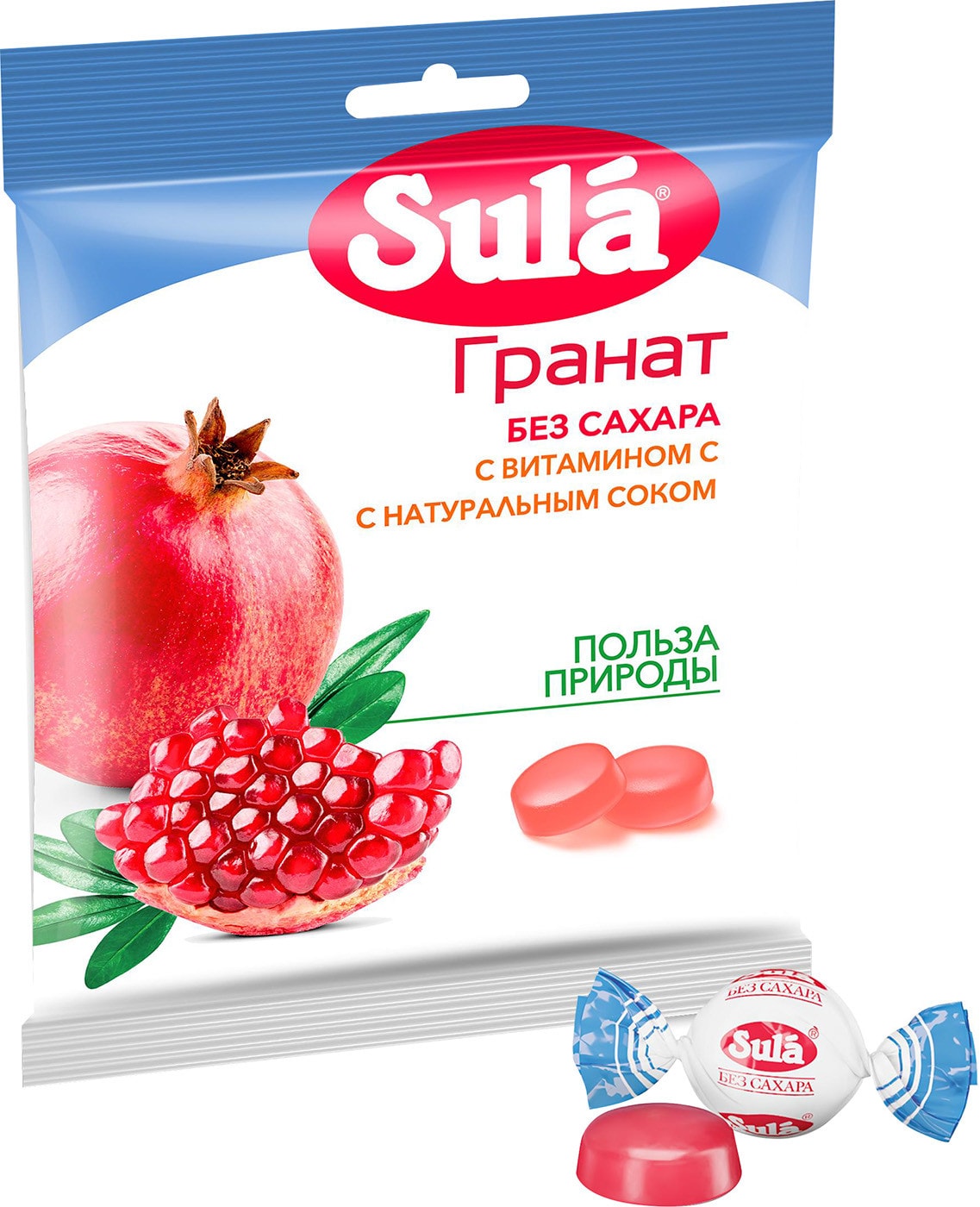 Изображение товара Sula Гранат без сахара - леденцы с витамином C, 60 г