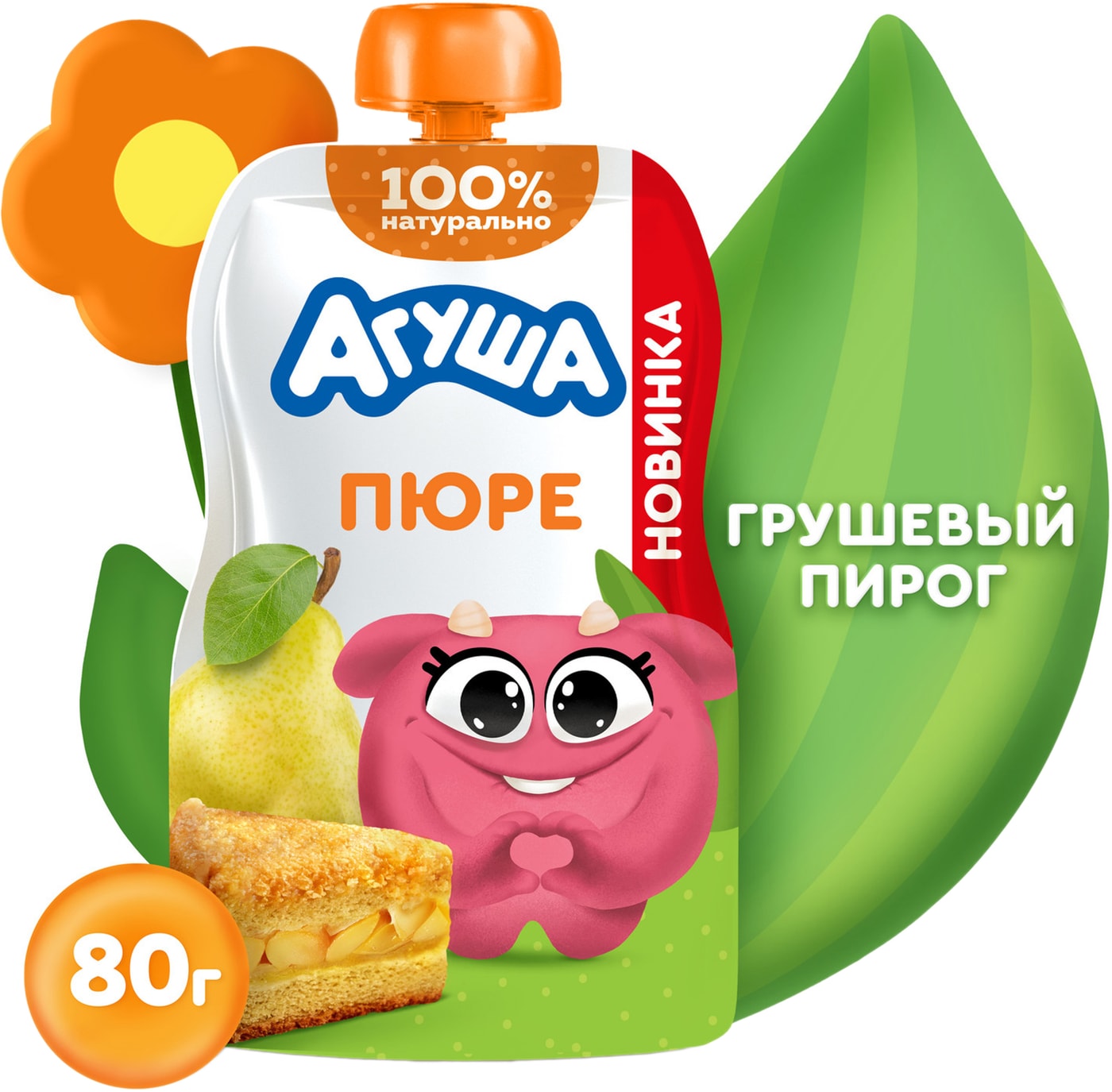 Изображение товара Пюре Агуша Грушевый Пирог фруктовое со злаками для детей с 8 месяцев 80г